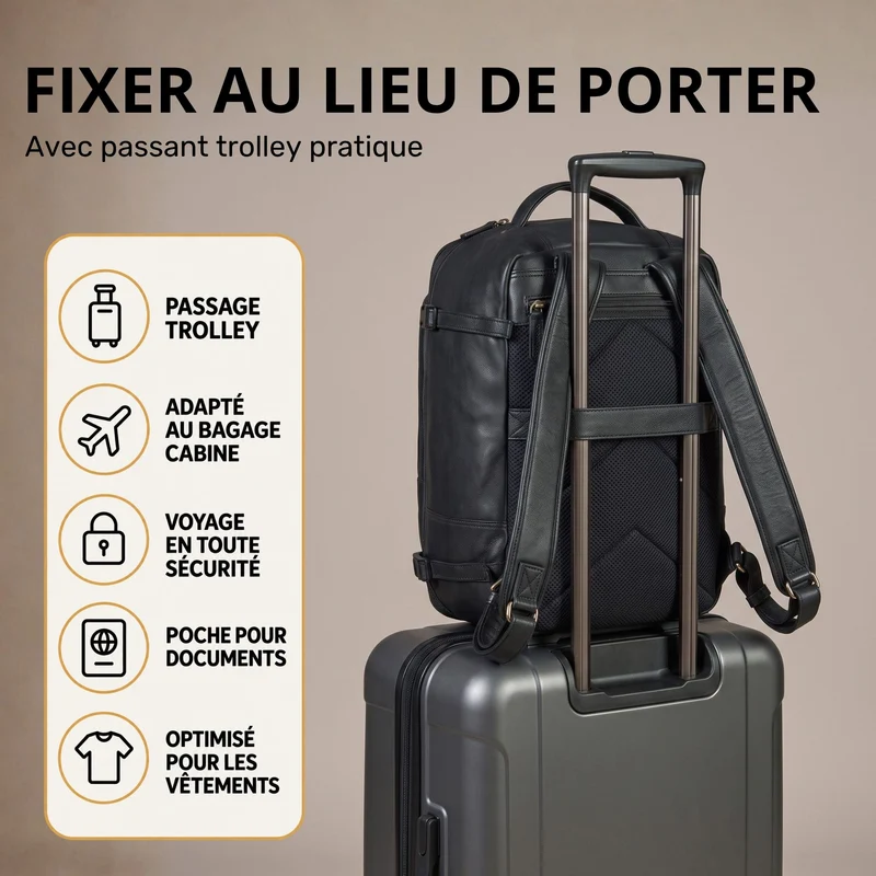 "Davido" Echtleder Reiserucksack Herren 40x30x20, 30L erweiterbar