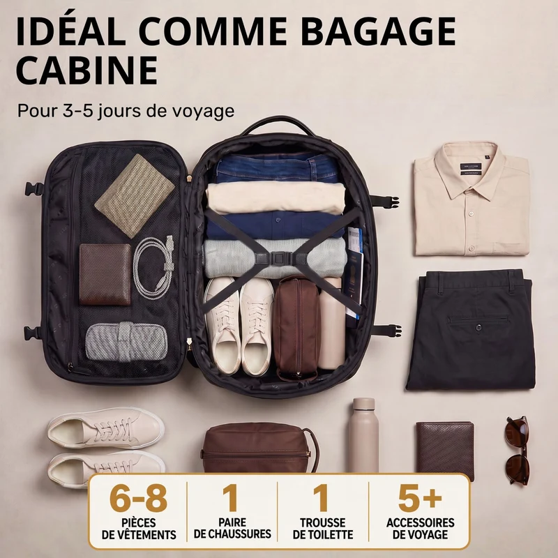 "Davido" Echtleder Reiserucksack Herren 40x30x20, 30L erweiterbar