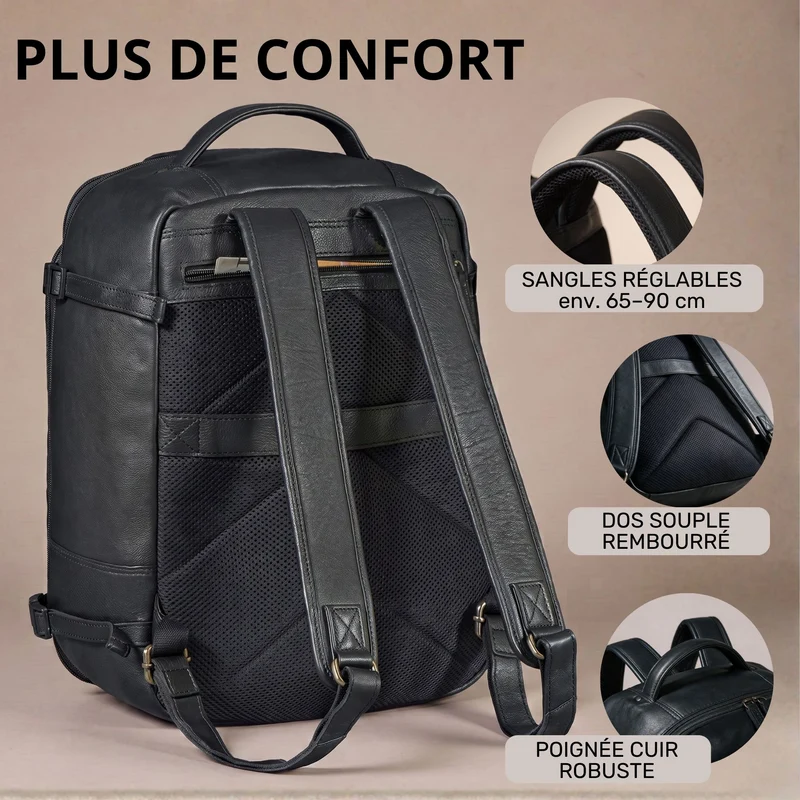 "Davido" Echtleder Reiserucksack Herren 40x30x20, 30L erweiterbar