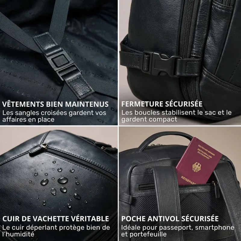 "Davido" Echtleder Reiserucksack Herren 40x30x20, 30L erweiterbar
