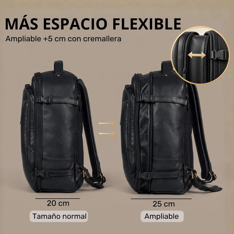 "Davido" Echtleder Reiserucksack Herren 40x30x20, 30L erweiterbar