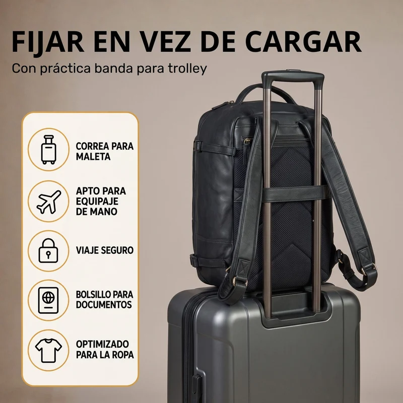 "Davido" Echtleder Reiserucksack Herren 40x30x20, 30L erweiterbar