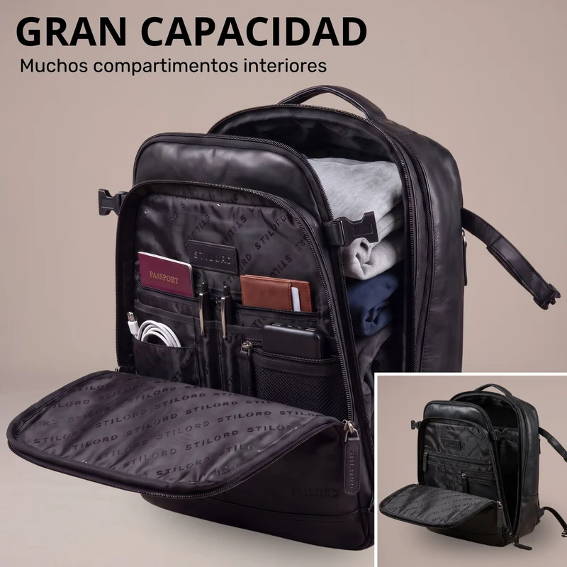 "Davido" Echtleder Reiserucksack Herren 40x30x20, 30L erweiterbar