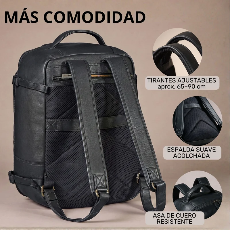 "Davido" Echtleder Reiserucksack Herren 40x30x20, 30L erweiterbar