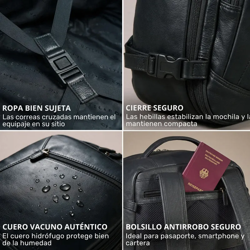 "Davido" Echtleder Reiserucksack Herren 40x30x20, 30L erweiterbar