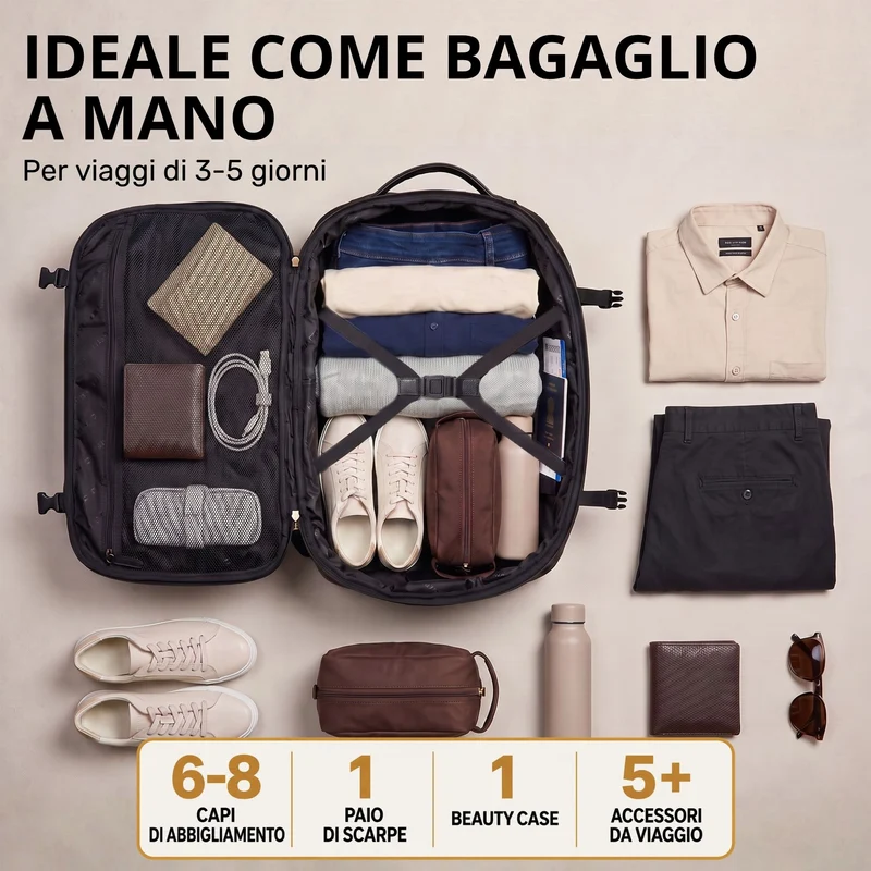 "Davido" Echtleder Reiserucksack Herren 40x30x20, 30L erweiterbar