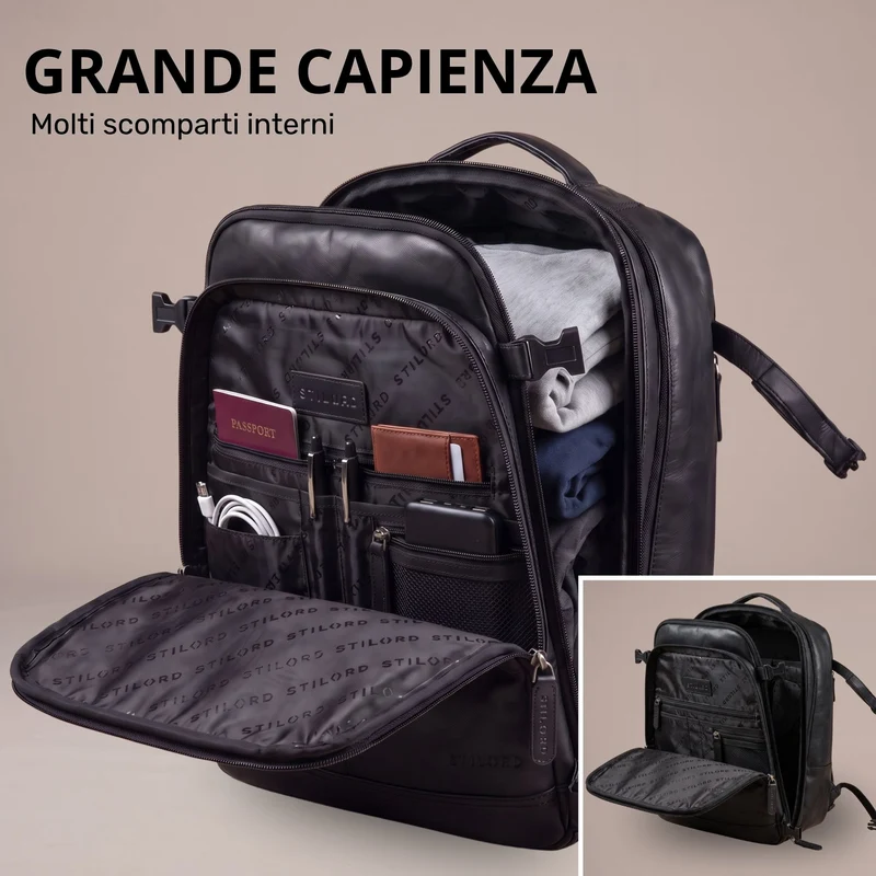 "Davido" Echtleder Reiserucksack Herren 40x30x20, 30L erweiterbar