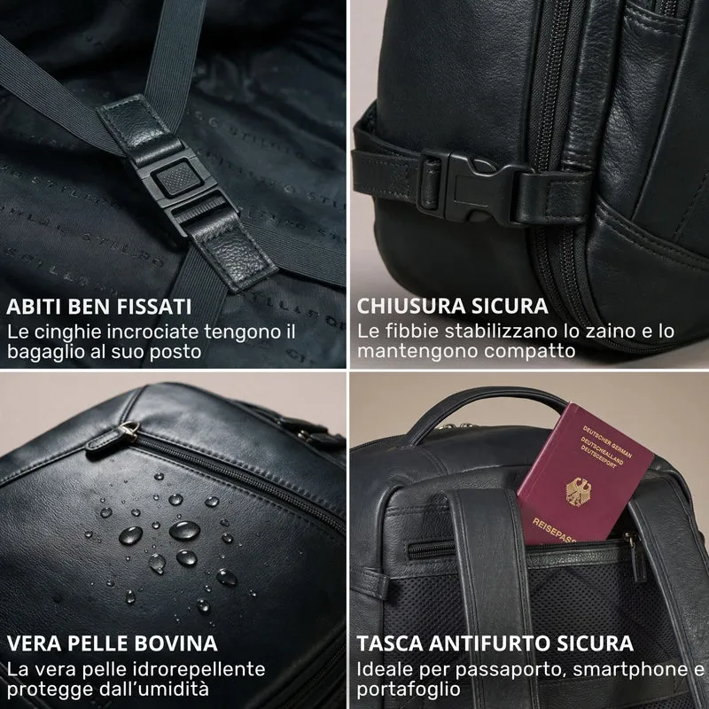 "Davido" Echtleder Reiserucksack Herren 40x30x20, 30L erweiterbar
