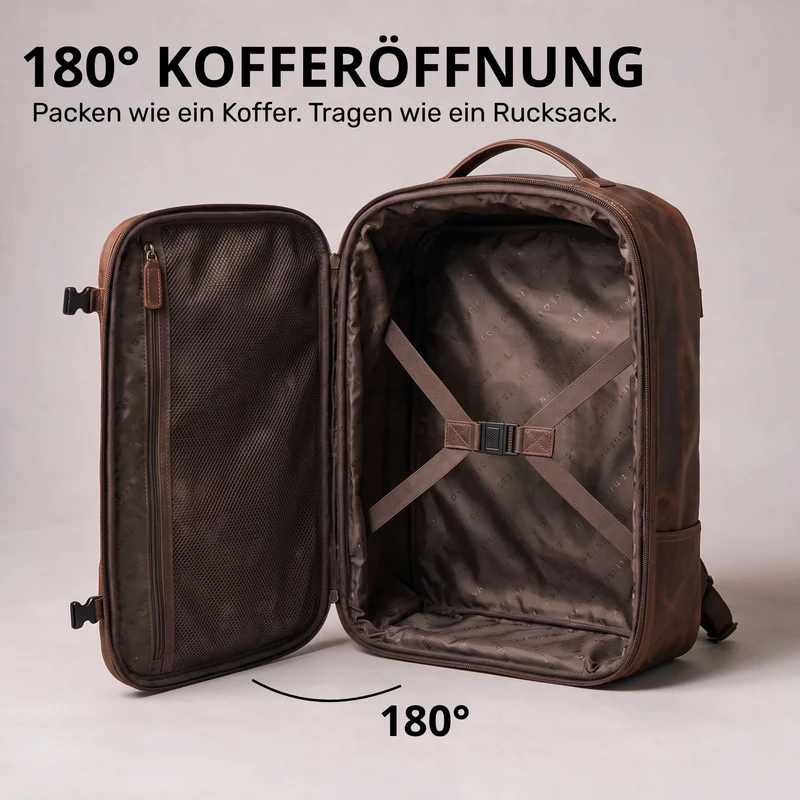 "Davido" Echtleder Reiserucksack Herren 40x30x20, 30L erweiterbar