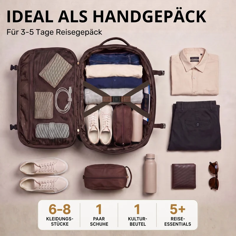 "Davido" Echtleder Reiserucksack Herren 40x30x20, 30L erweiterbar