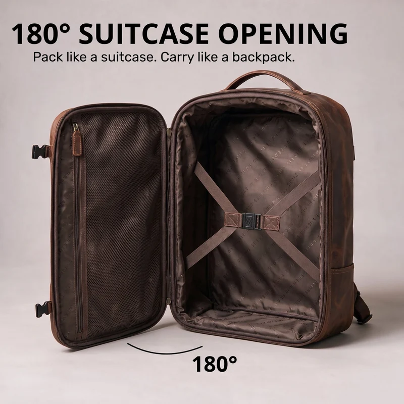 "Davido" Echtleder Reiserucksack Herren 40x30x20, 30L erweiterbar