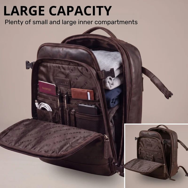 "Davido" Echtleder Reiserucksack Herren 40x30x20, 30L erweiterbar