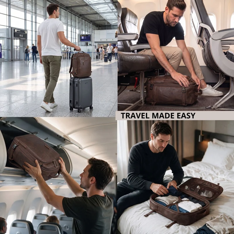"Davido" Echtleder Reiserucksack Herren 40x30x20, 30L erweiterbar