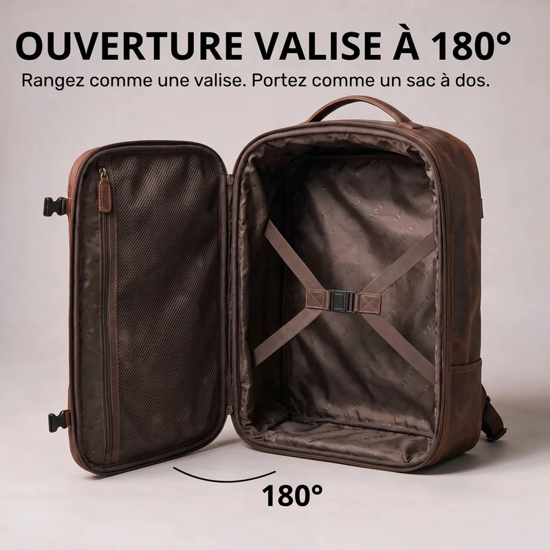 "Davido" Echtleder Reiserucksack Herren 40x30x20, 30L erweiterbar