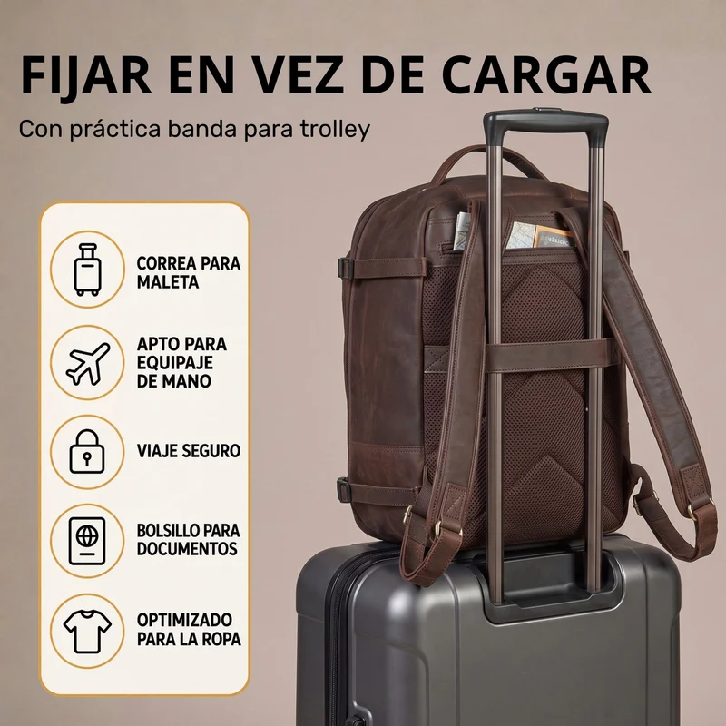"Davido" Echtleder Reiserucksack Herren 40x30x20, 30L erweiterbar