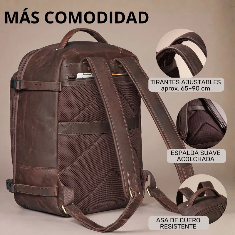 "Davido" Echtleder Reiserucksack Herren 40x30x20, 30L erweiterbar