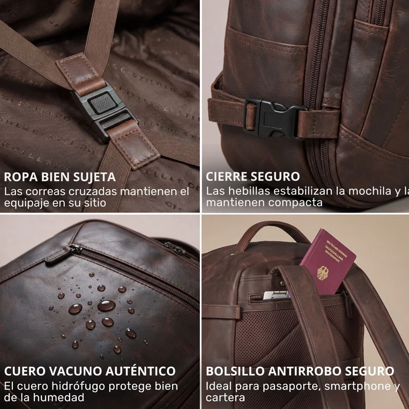"Davido" Echtleder Reiserucksack Herren 40x30x20, 30L erweiterbar