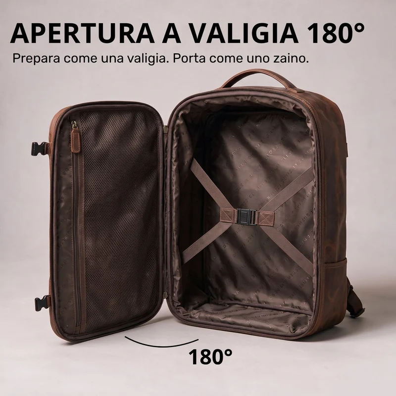 "Davido" Echtleder Reiserucksack Herren 40x30x20, 30L erweiterbar