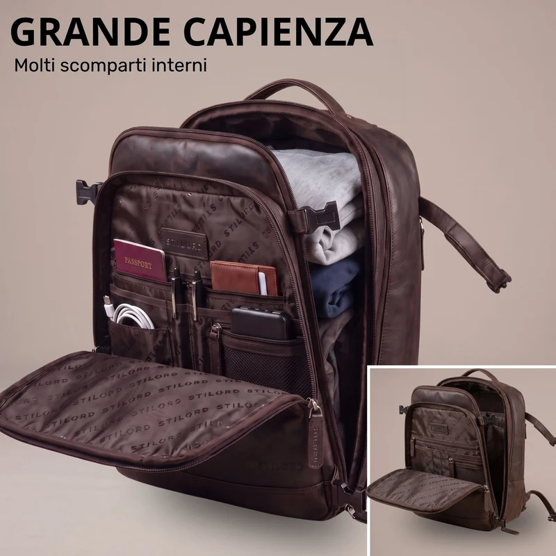 "Davido" Echtleder Reiserucksack Herren 40x30x20, 30L erweiterbar