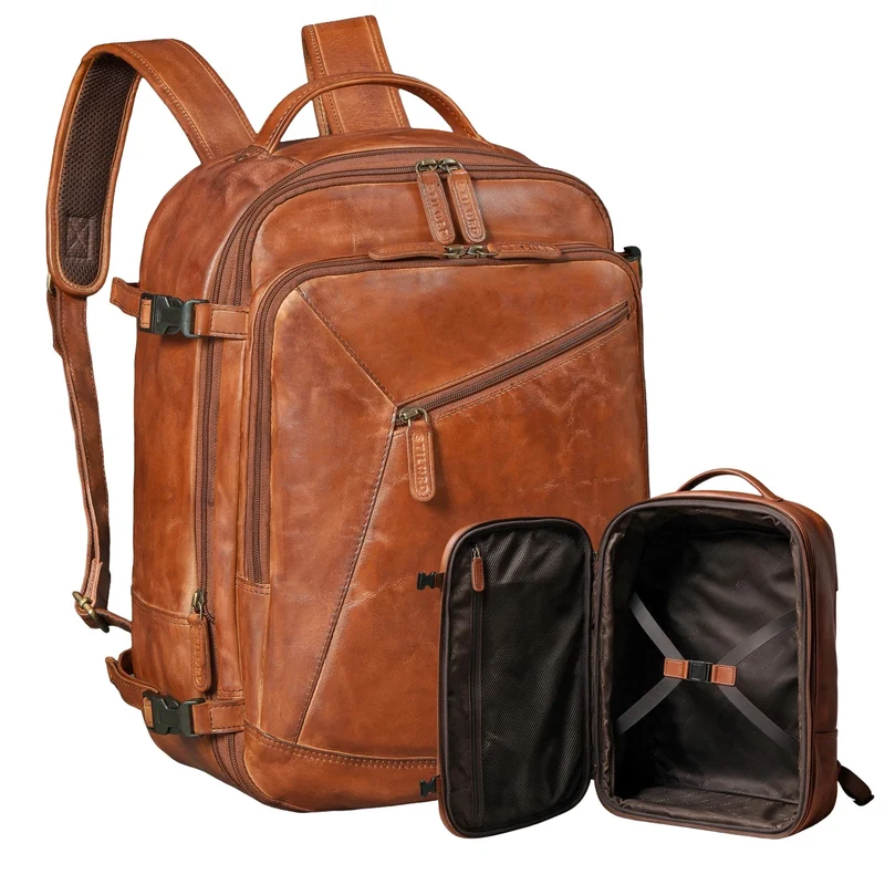 "Davido" Echtleder Reiserucksack Herren 40x30x20, 30L erweiterbar
