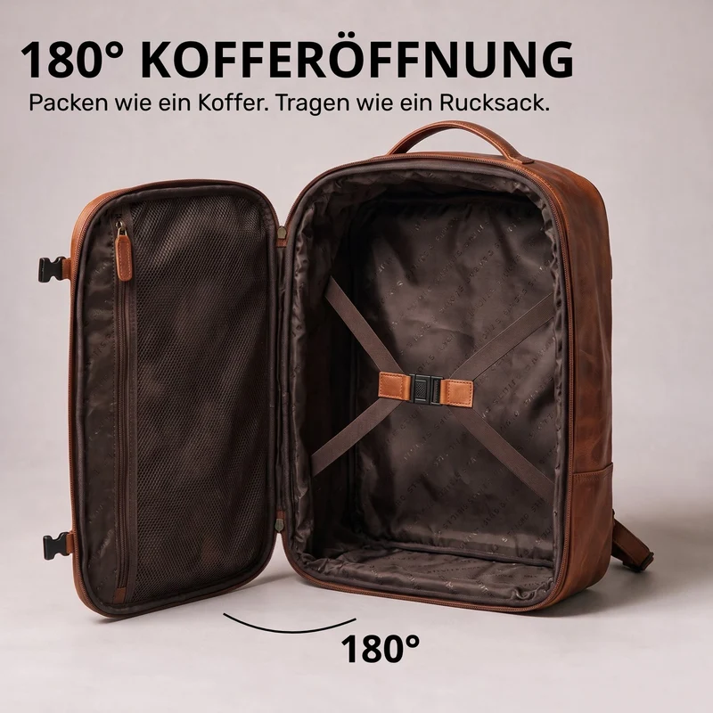 "Davido" Echtleder Reiserucksack Herren 40x30x20, 30L erweiterbar
