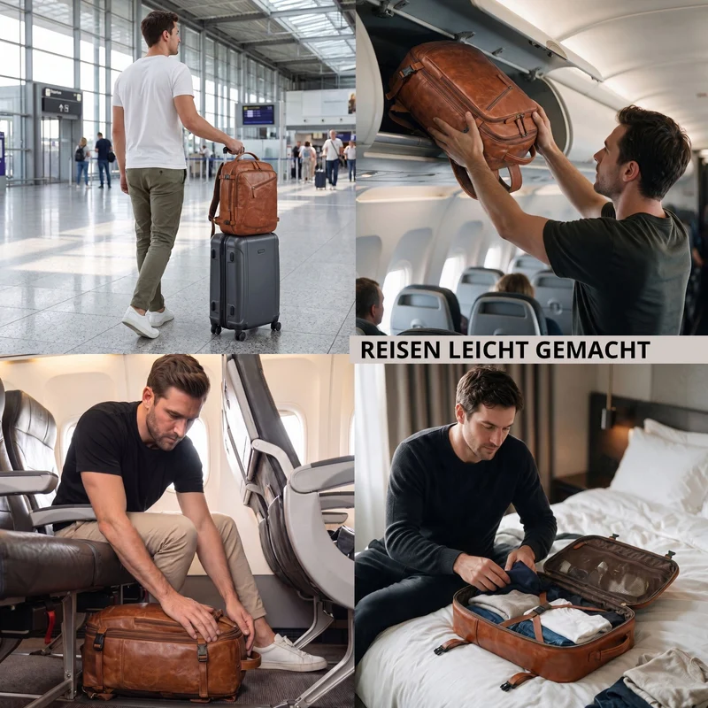 "Davido" Echtleder Reiserucksack Herren 40x30x20, 30L erweiterbar