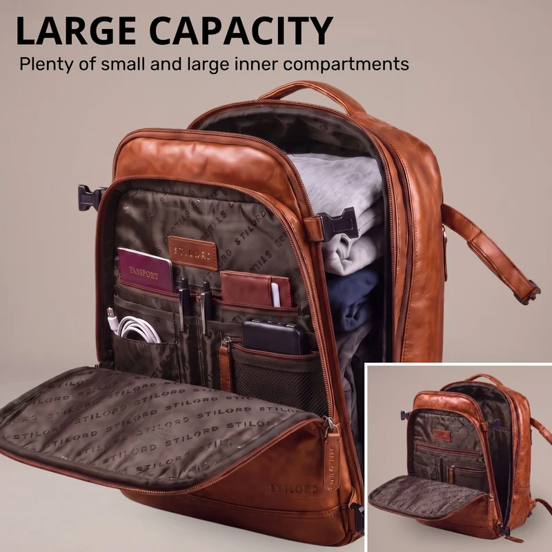 "Davido" Echtleder Reiserucksack Herren 40x30x20, 30L erweiterbar