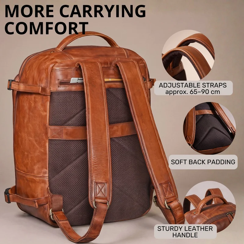 "Davido" Echtleder Reiserucksack Herren 40x30x20, 30L erweiterbar