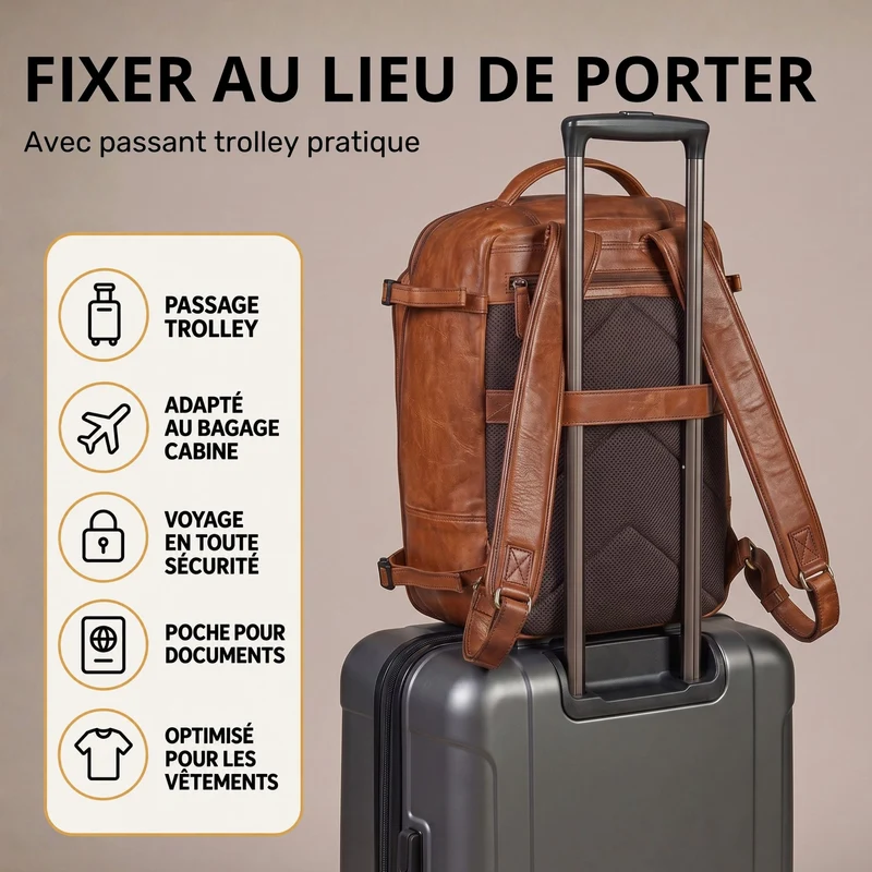 "Davido" Echtleder Reiserucksack Herren 40x30x20, 30L erweiterbar