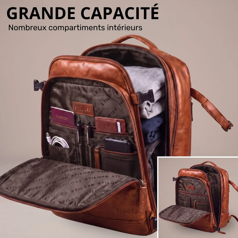 "Davido" Echtleder Reiserucksack Herren 40x30x20, 30L erweiterbar