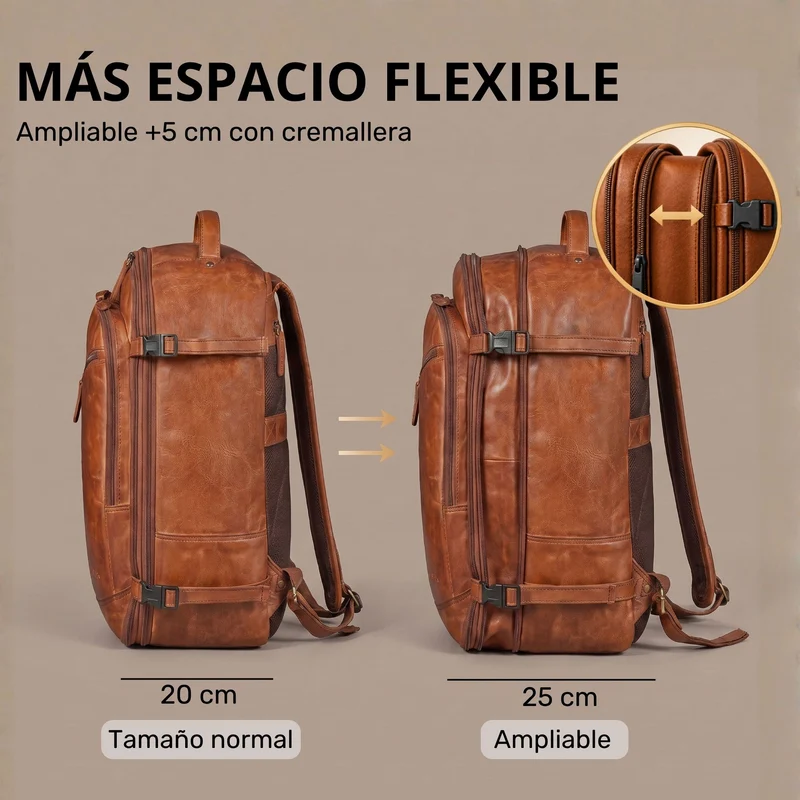 "Davido" Echtleder Reiserucksack Herren 40x30x20, 30L erweiterbar