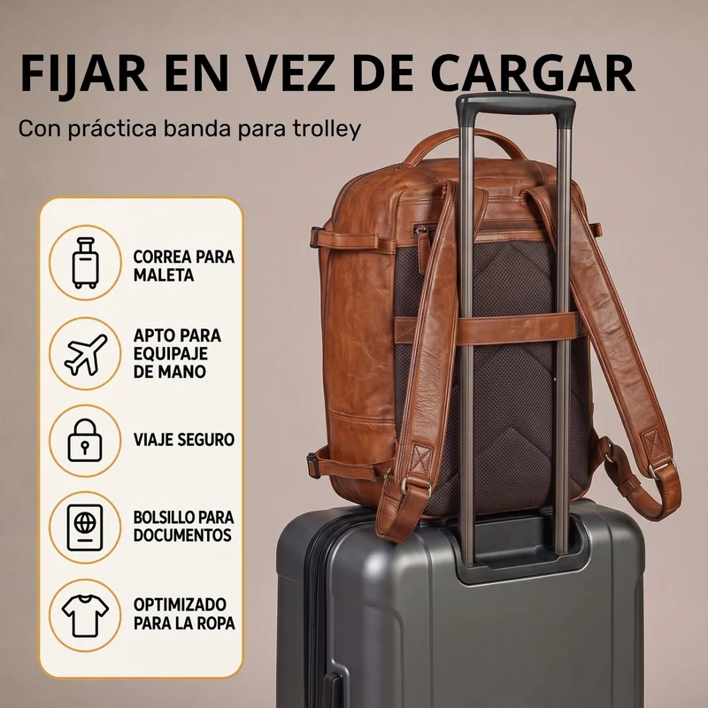 "Davido" Echtleder Reiserucksack Herren 40x30x20, 30L erweiterbar