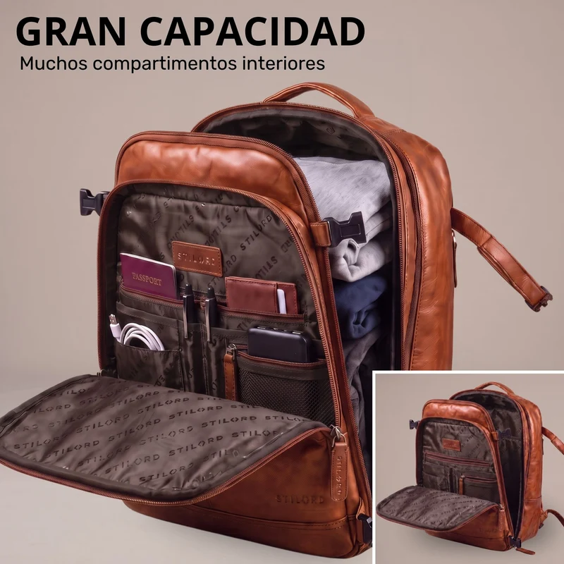 "Davido" Echtleder Reiserucksack Herren 40x30x20, 30L erweiterbar