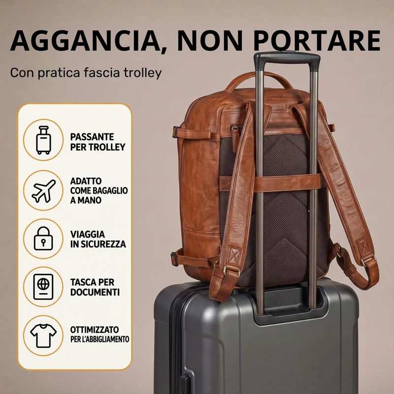 "Davido" Echtleder Reiserucksack Herren 40x30x20, 30L erweiterbar