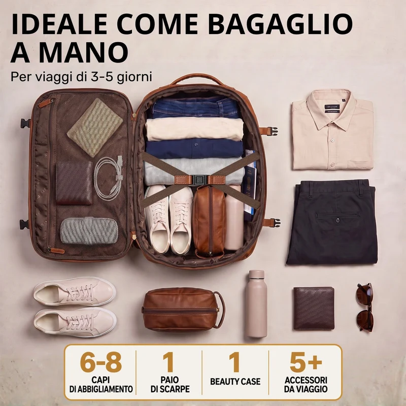 "Davido" Echtleder Reiserucksack Herren 40x30x20, 30L erweiterbar