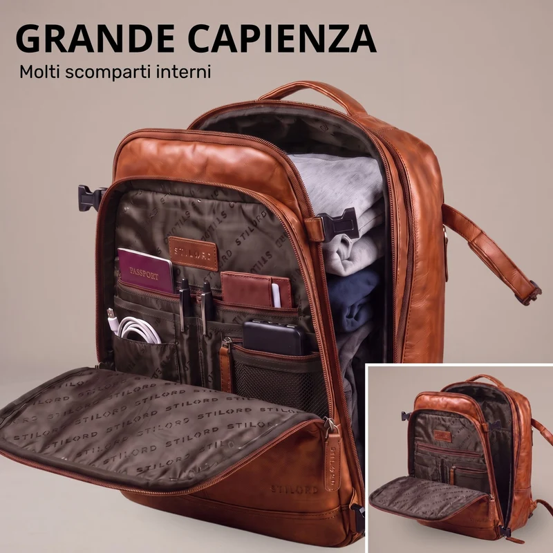 "Davido" Echtleder Reiserucksack Herren 40x30x20, 30L erweiterbar