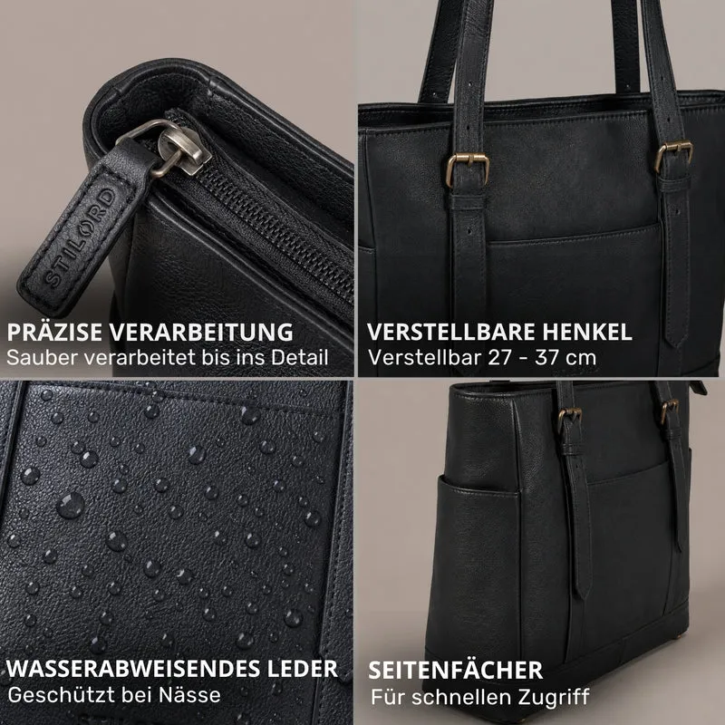 "Solaya" Shopper Damen Leder Groß mit Laptopfach 15,6 Zoll