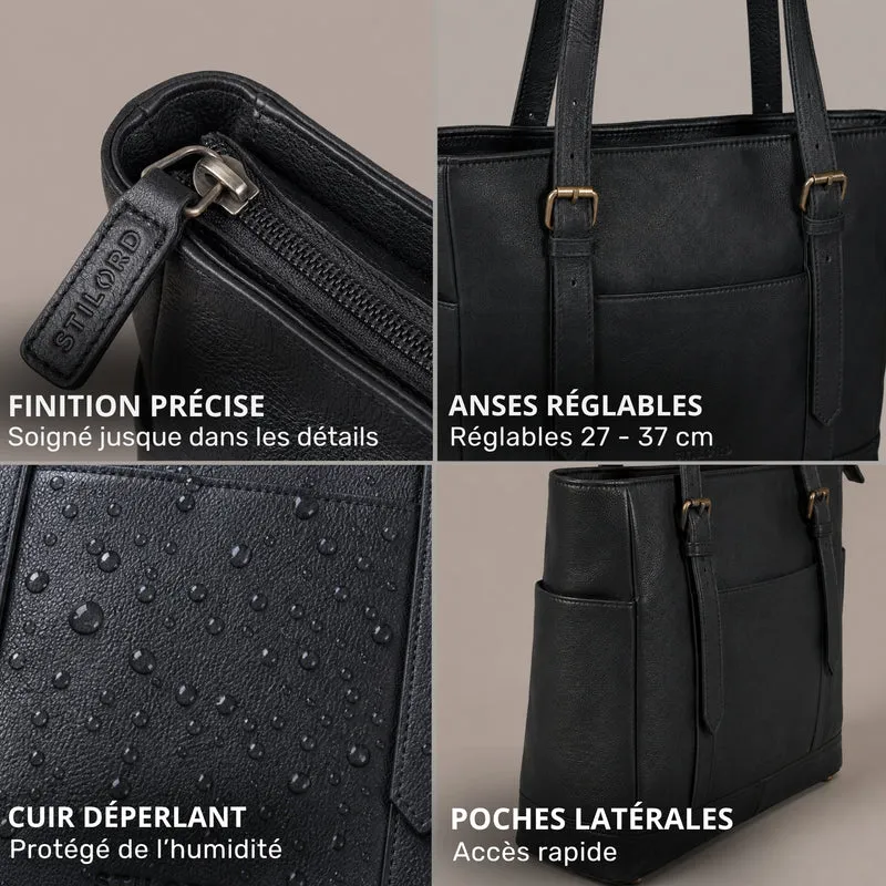"Solaya" Shopper Damen Leder Groß mit Laptopfach 15,6 Zoll
