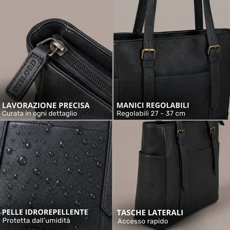 "Solaya" Shopper Damen Leder Groß mit Laptopfach 15,6 Zoll