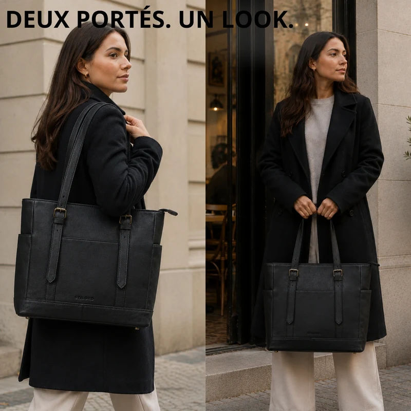"Solaya" Shopper Damen Leder Groß mit Laptopfach 15,6 Zoll