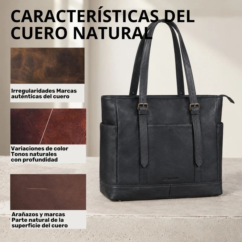 "Solaya" Shopper Damen Leder Groß mit Laptopfach 15,6 Zoll