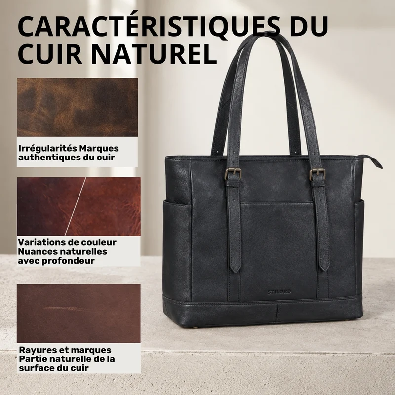 "Solaya" Shopper Damen Leder Groß mit Laptopfach 15,6 Zoll