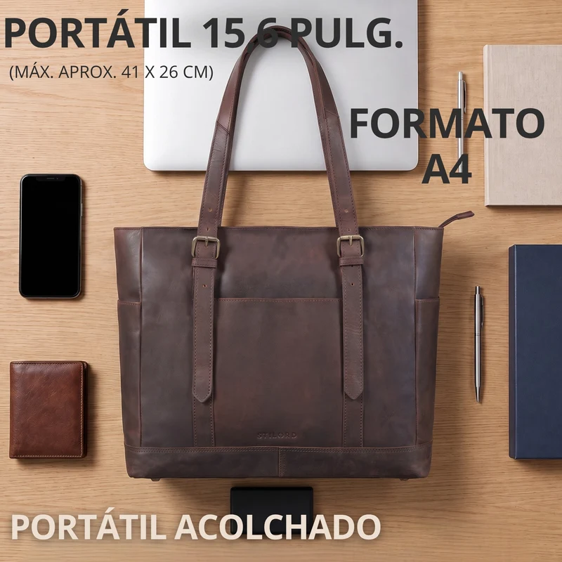 "Solaya" Shopper Damen Leder Groß mit Laptopfach 15,6 Zoll