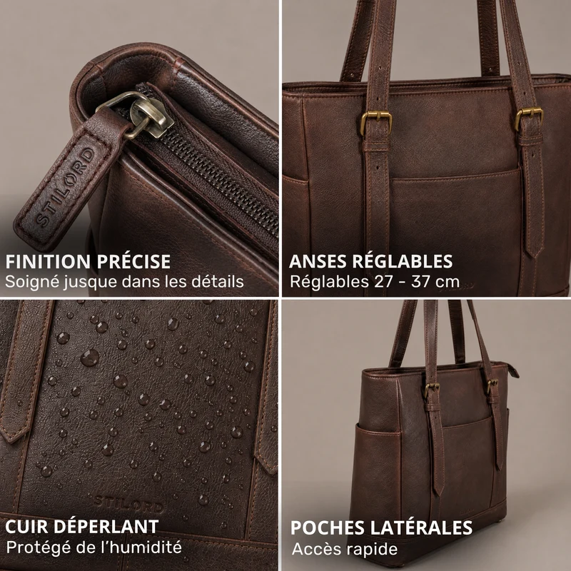 "Solaya" Shopper Damen Leder Groß mit Laptopfach 15,6 Zoll