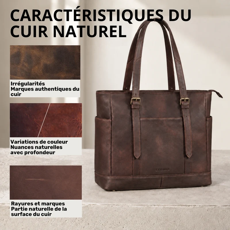 "Solaya" Shopper Damen Leder Groß mit Laptopfach 15,6 Zoll