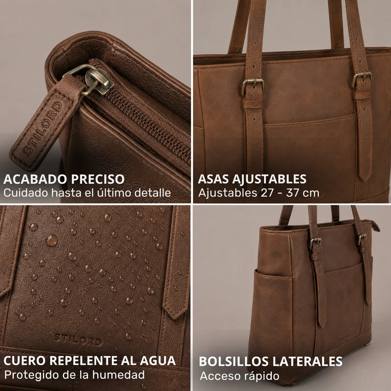 "Solaya" Shopper Damen Leder Groß mit Laptopfach 15,6 Zoll
