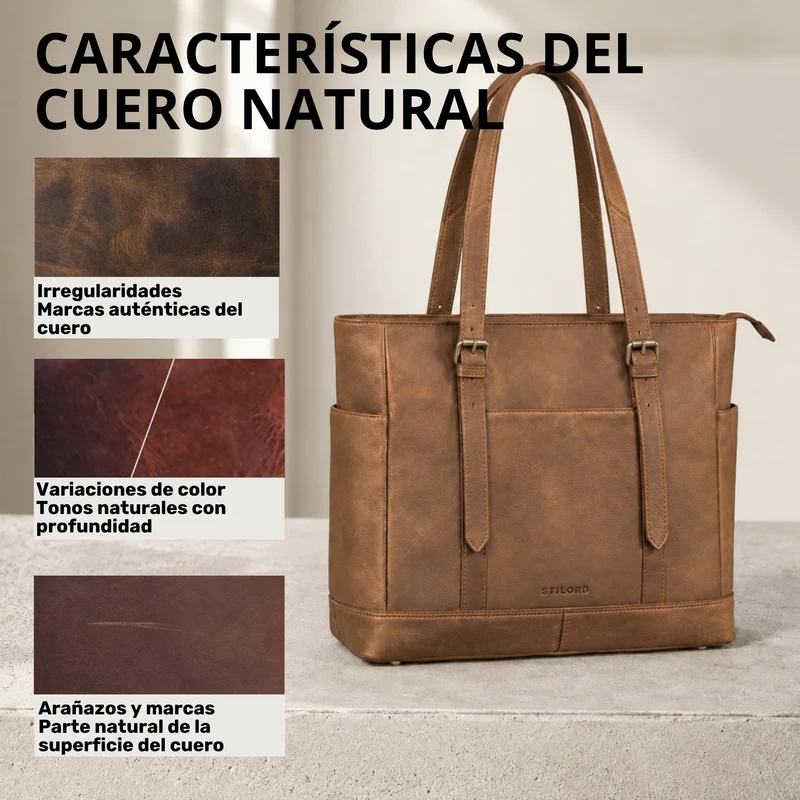 "Solaya" Shopper Damen Leder Groß mit Laptopfach 15,6 Zoll