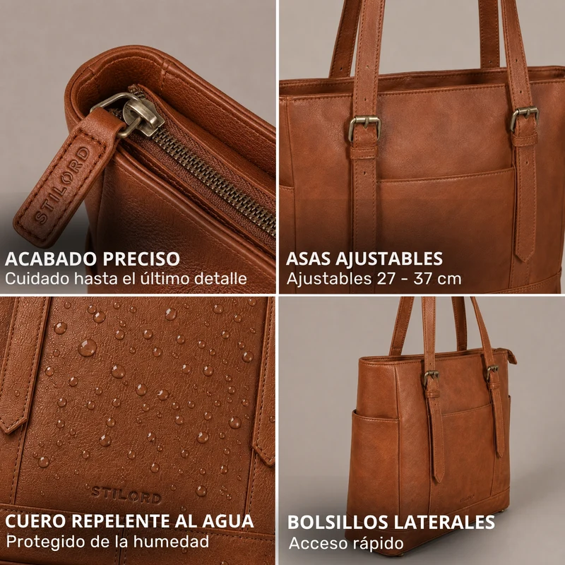 "Solaya" Shopper Damen Leder Groß mit Laptopfach 15,6 Zoll
