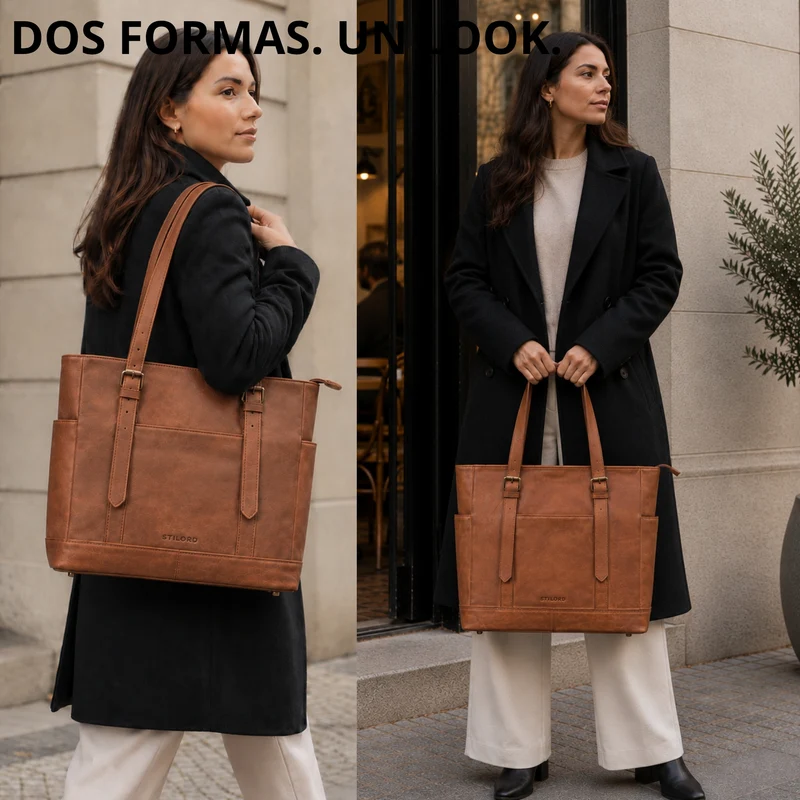 "Solaya" Shopper Damen Leder Groß mit Laptopfach 15,6 Zoll