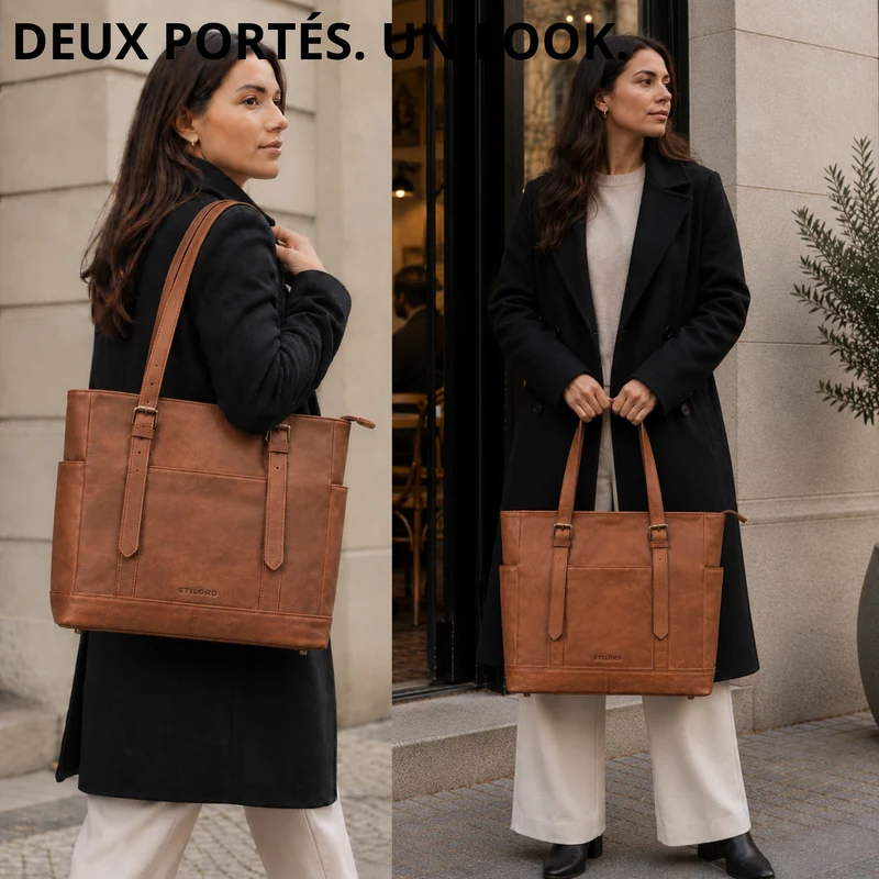 "Solaya" Shopper Damen Leder Groß mit Laptopfach 15,6 Zoll